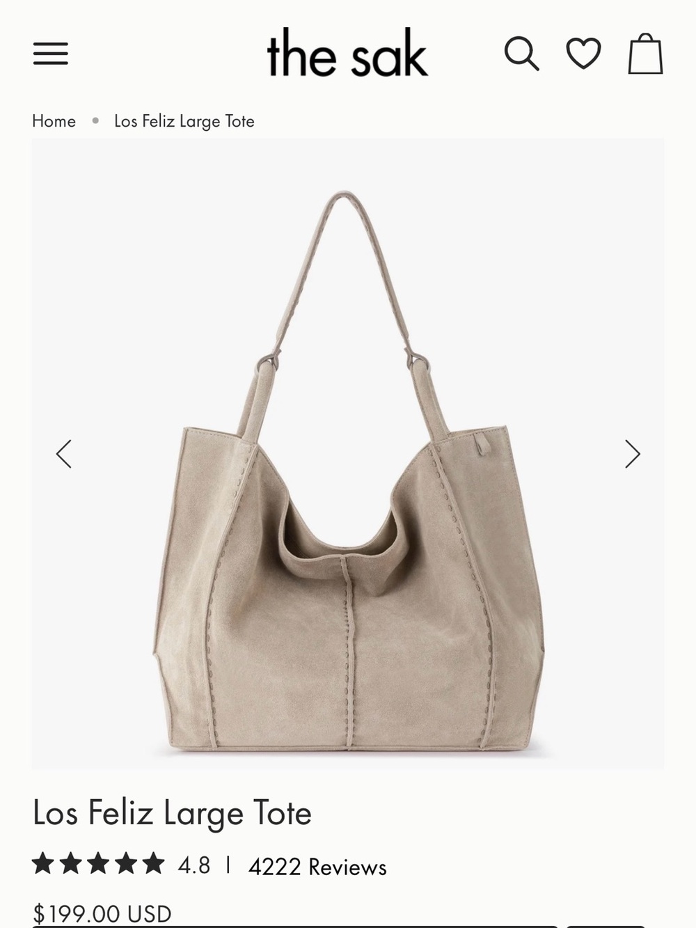 The Sak Los Feliz Large Tote in taupe
